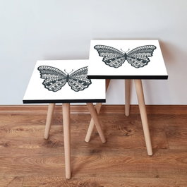 Hanah Home Mesas Nido 2 Shp12 - Negro y Blanco